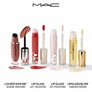 MAC Cosmetics 4 Lip Glosses 👄 LipGlass Glosses, LipGlass Oil, & Locked Kiss Ink